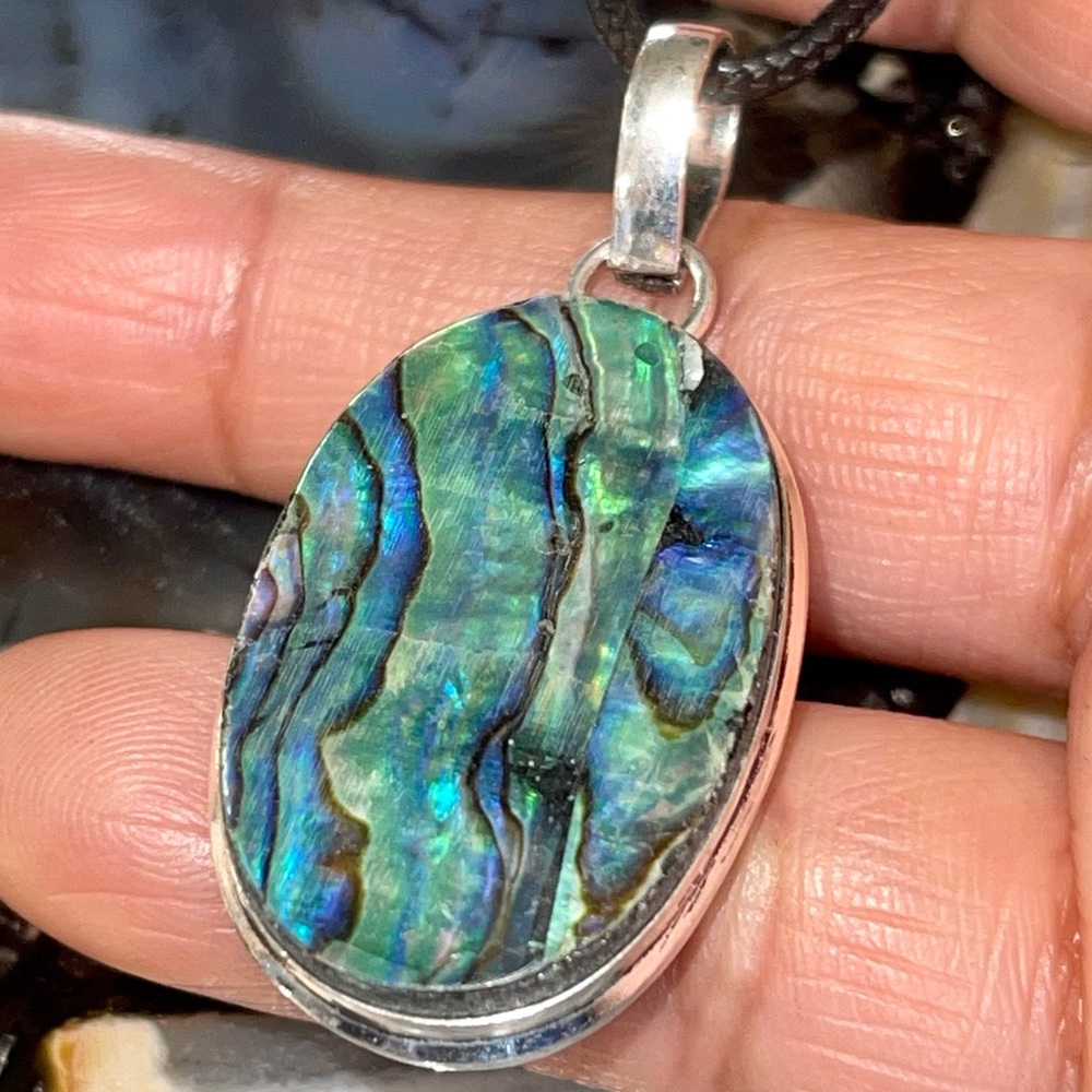 Iridescent Abalone Shell Pendant 1 7/8” - Picture 11 of 17